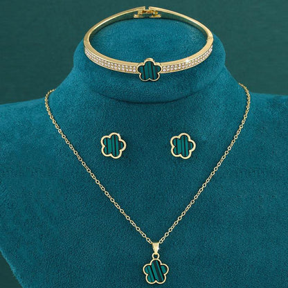 Lucky Five Petal Flower Jewelry Set - Elegant Modern Fashion Accessory - Buy Center