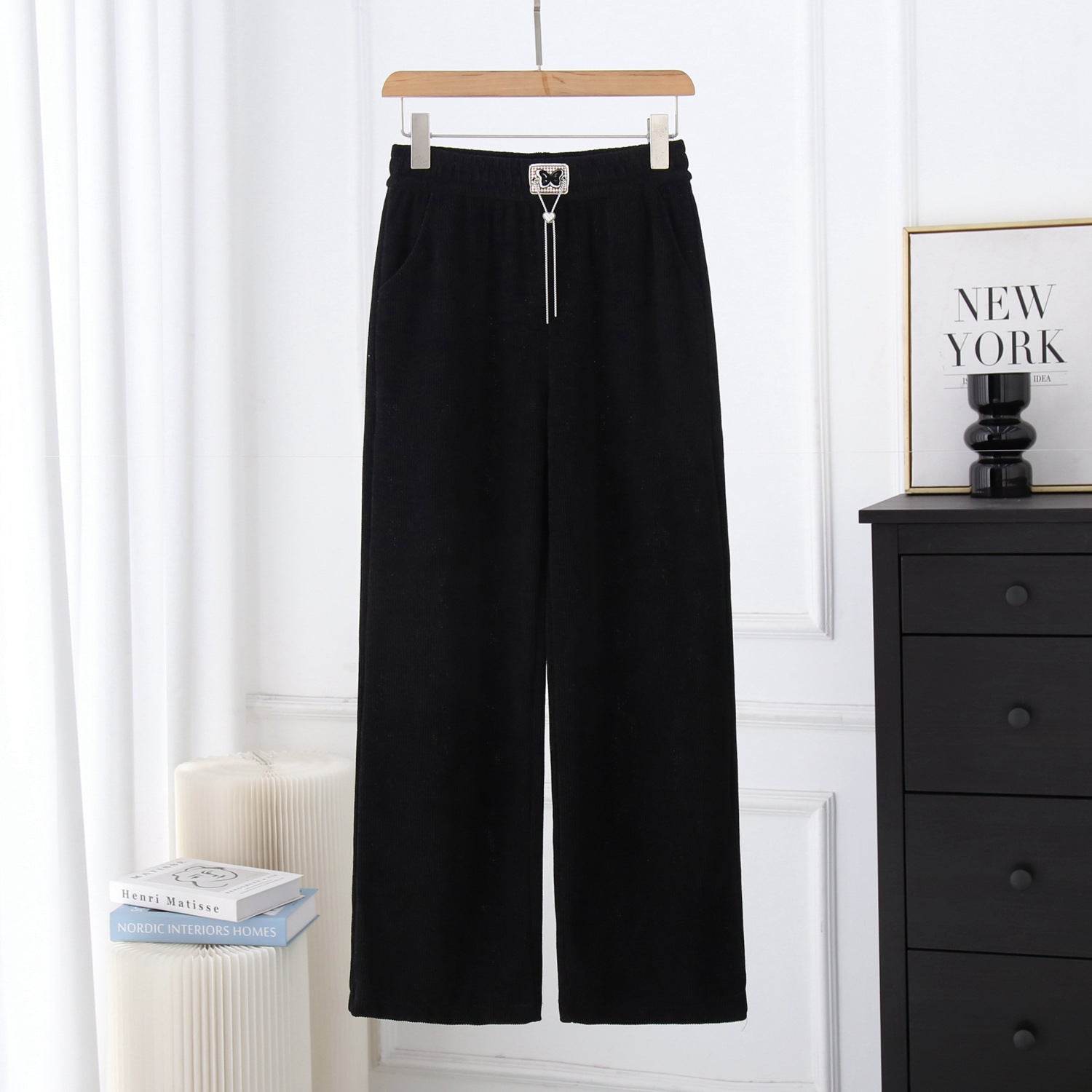 Loose Slimming Wide Leg Pants - Luxurious European Cotton Velvet Style - Buy Center