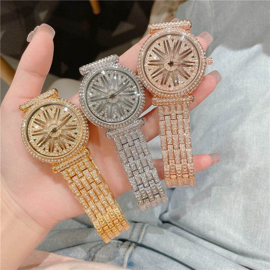 Women's Diamond Round Waterproof Watch - Stylish Quartz Bracelet for 2025 - Buy Center