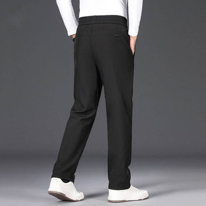 Buycenter Men's Fleece-Lined Straight Suit Pants - Winter Casual Trousers - Buy Center