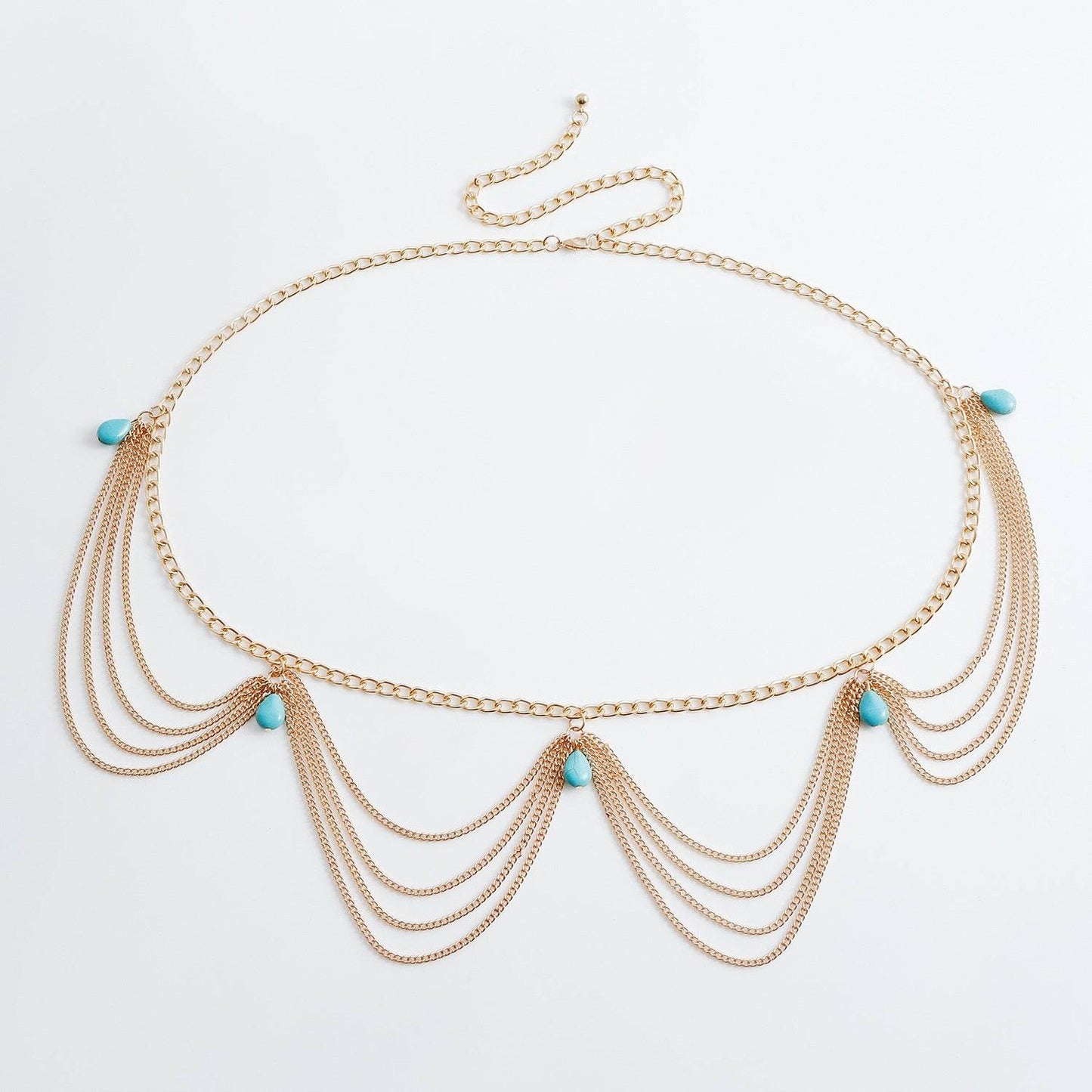 Classic Retro Turquoise Waist Belly Chain - Stylish Summer Body Jewelry - Buy Center