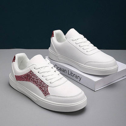 Stylish White Casual Vulcanize Shoes - Comfortable Lace-Up Sneakers - Buy Center