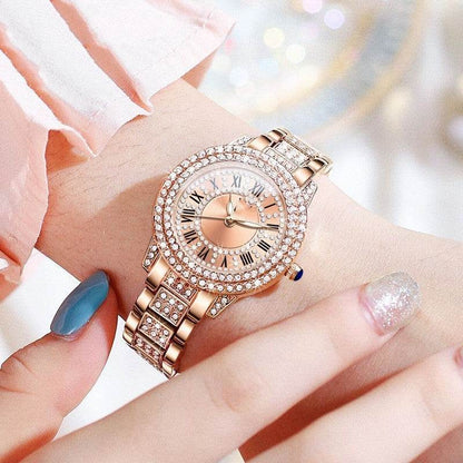 Buycenter Elegant Quartz Watch - Sparkling Diamonds, Stainless Steel Design - Buy Center