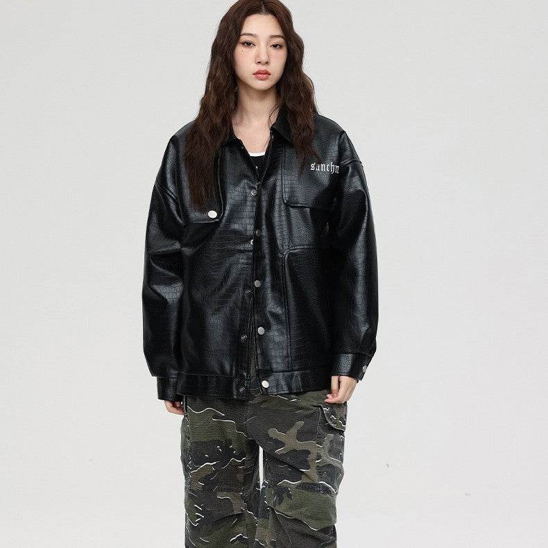 Trendy Men's Loose Polo Collar Jacket - Casual Blazer in Black & White - Buy Center