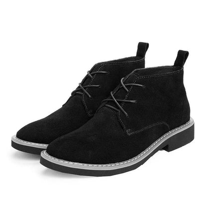 Mid-Top Men's Cowhide Suede Boots - Stylish Lace-Up Comfort & Durability - Buy Center