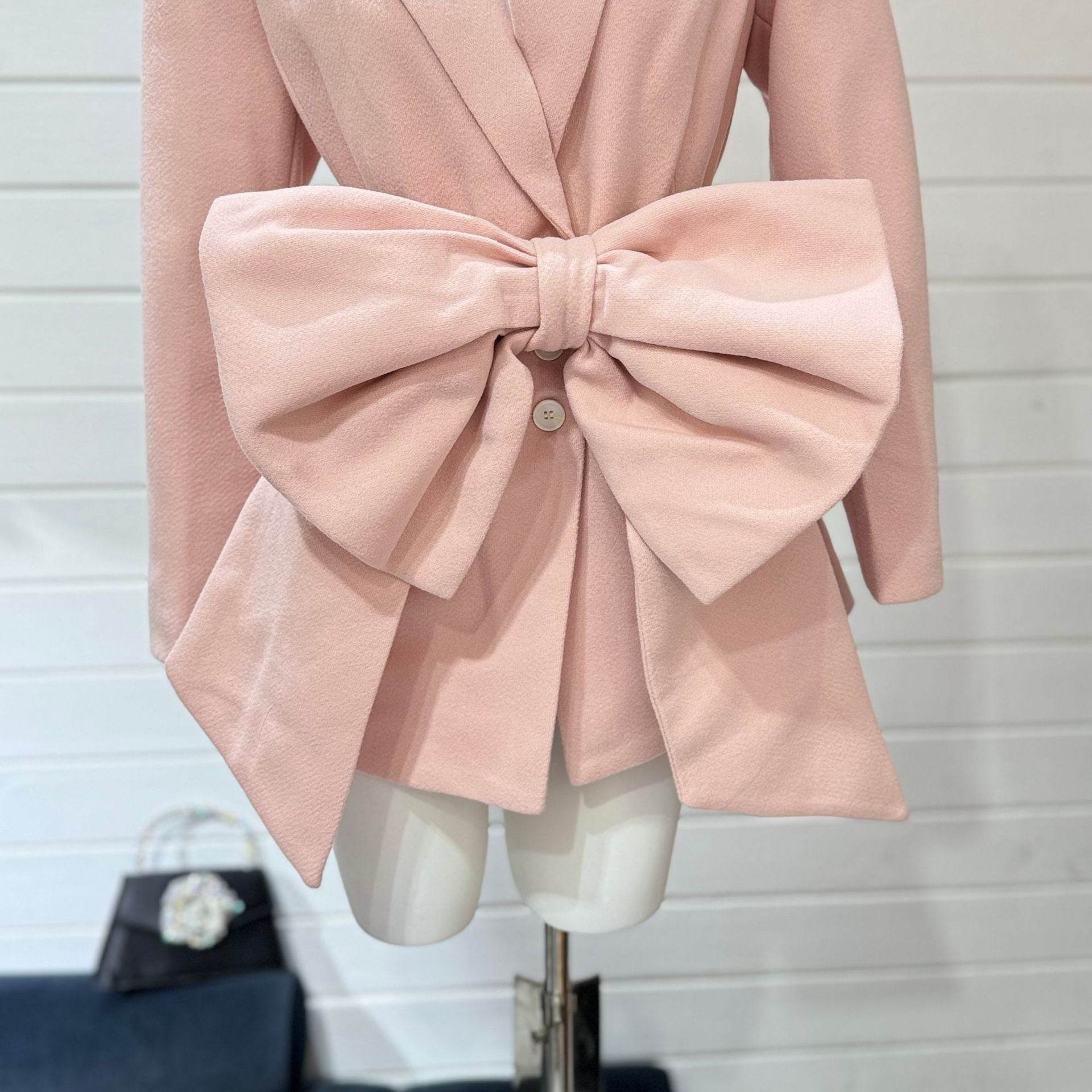 Women’s Patchwork Bow Jacket - Stylish Notched Collar, Long Sleeve - Buy Center