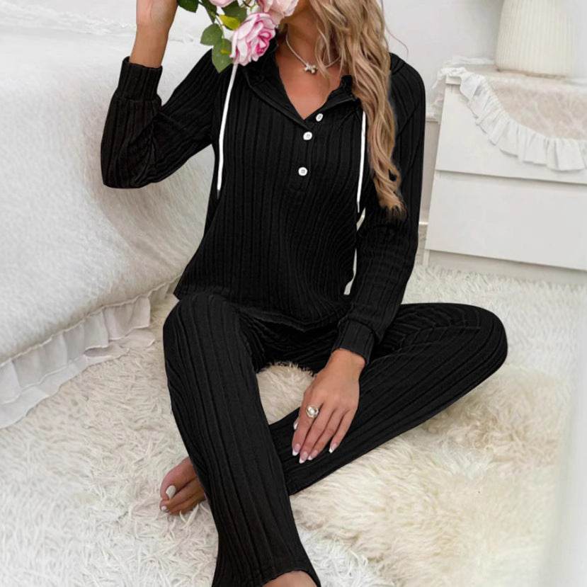 Women's Long Sleeve Hooded Suits - Stylish Striped Design in Black & Green - Buy Center
