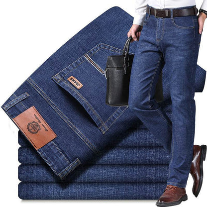 Autumn Men's Loose Straight Jeans - Mid Waist, Comfortable Fit - Buy Center
