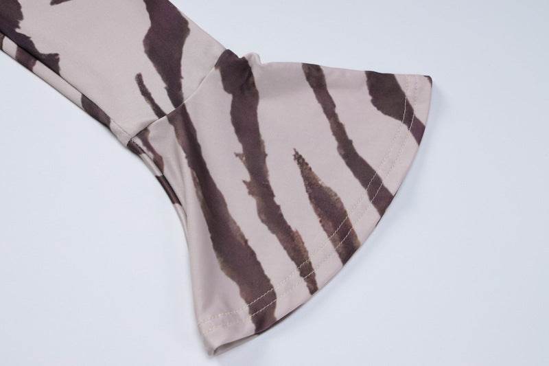 Buycenter 3D Zebra Striped Long-Sleeved Top & Slim Skirt Suit - Buy Center