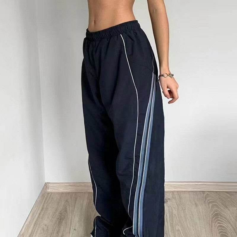 Casual Offset Side Flanges Sweatpants - Stylish Blue Fashion Pants - Buy Center