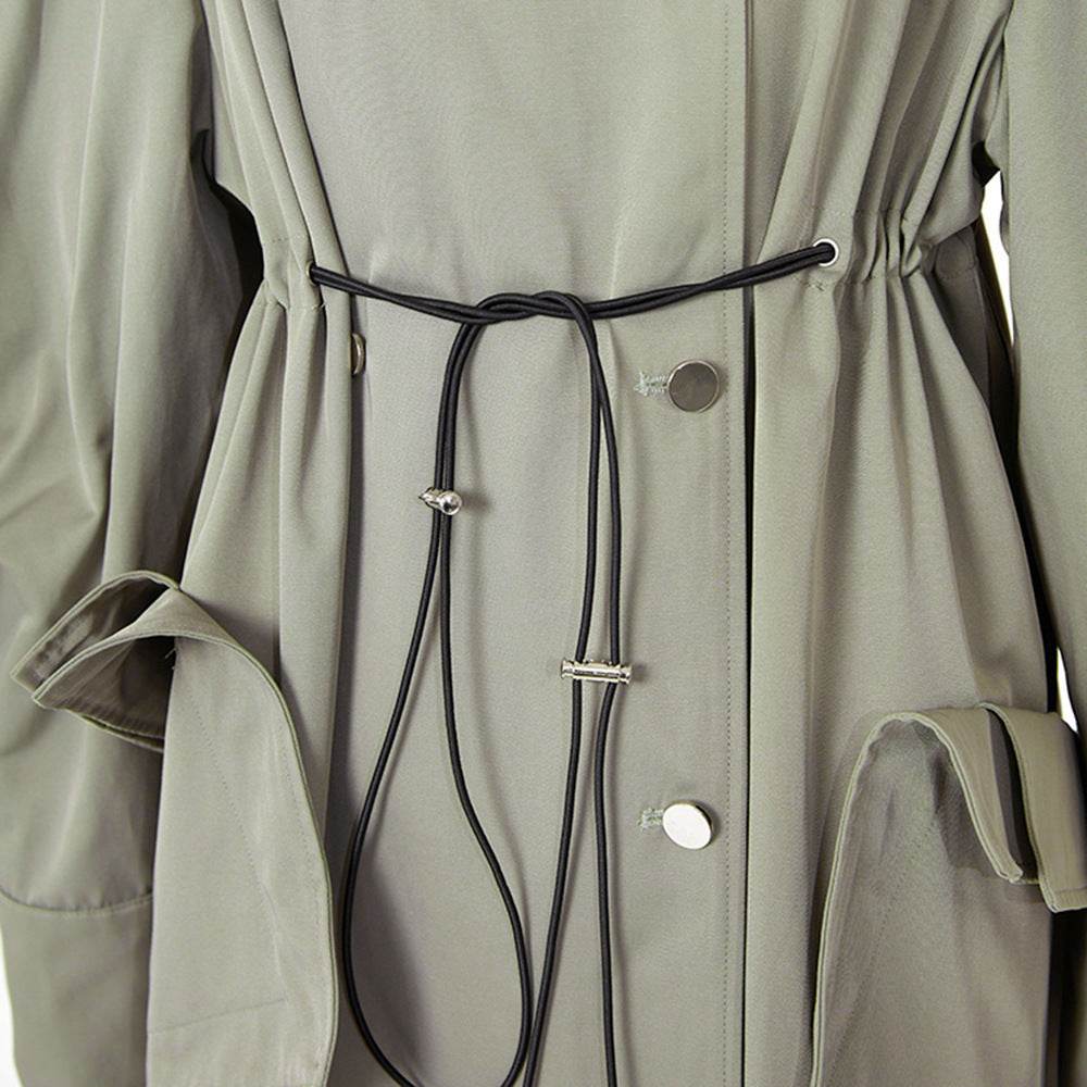 Trendy Women's Elastic Waisted Trench Coat - Autumn Street Style 2025 - Buy Center