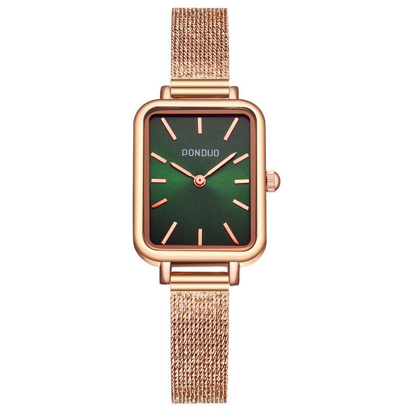 Buycenter Small Green Square Watch - Elegant Korean Style for Women - Buy Center