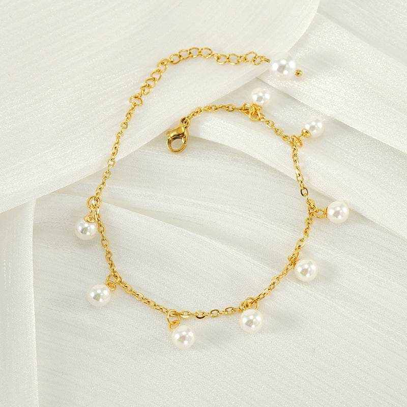 Fashion Stainless Steel Pearl Anklet - Chic Tassel Design for Any Occasion - Buy Center