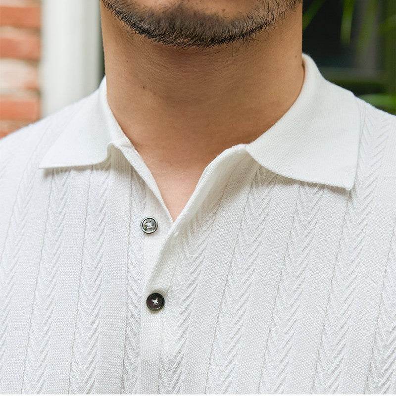 Buycenter Retro Slim-fit Short-sleeved Knitted Top - Dark Green, Navy, White - Buy Center