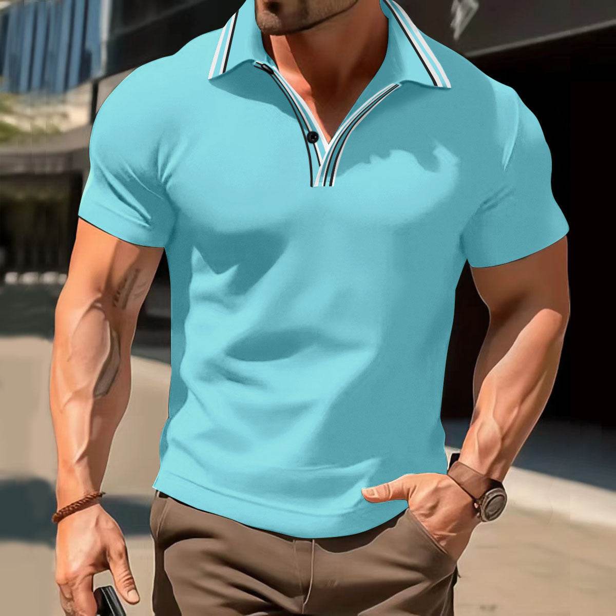 Buycenter V-Neck Button T-Shirt - Versatile Short Sleeve for Every Occasion - Buy Center