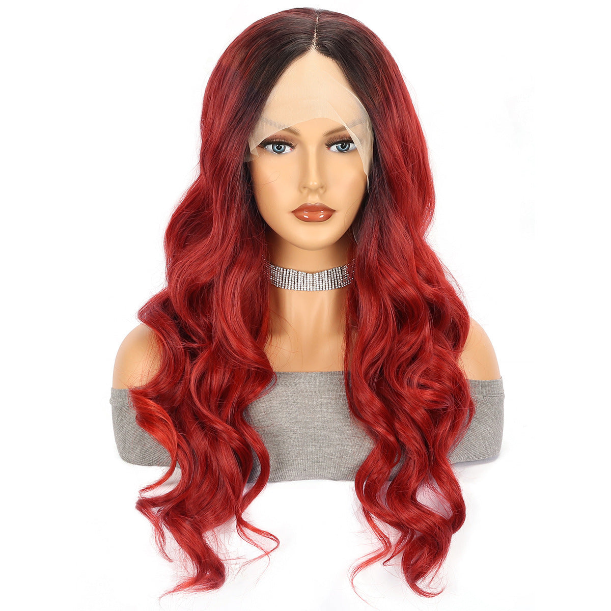 Red Large Wave Curly Wig - 26" Stylish Cosplay Hair with Bangs - Buy Center