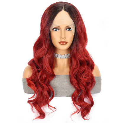 Red Large Wave Curly Wig - 26" Stylish Cosplay Hair with Bangs - Buy Center