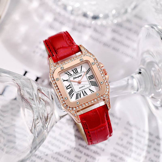 Square Diamond Women's Watch - Elegant Casual Style with Roman Numerals - Buy Center