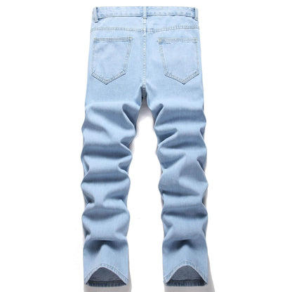 Fashionable Embroidered Men's Jeans - Stylish Casual Cotton Pants - Buy Center