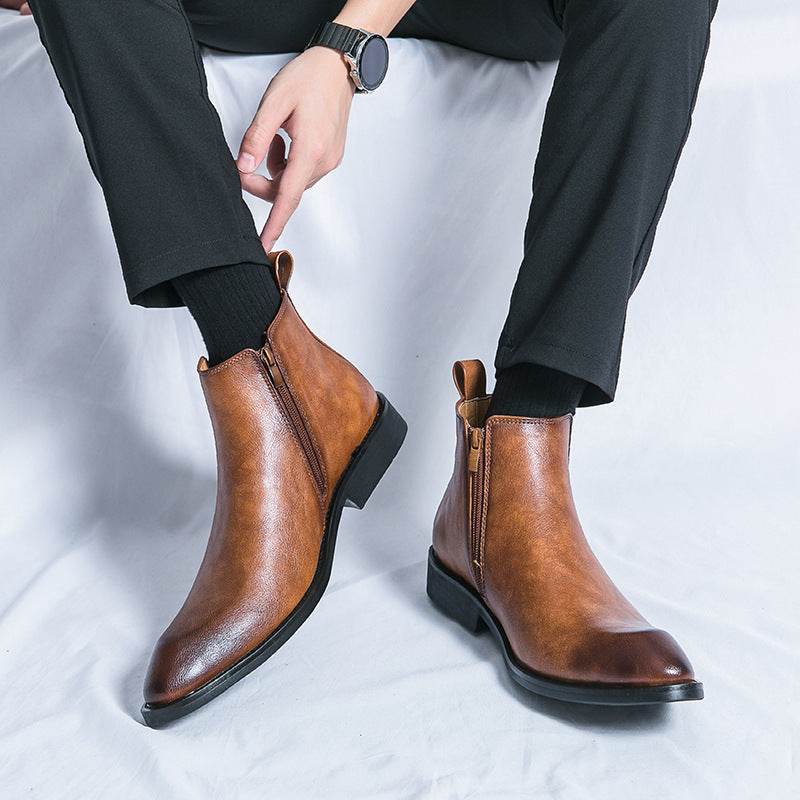 Retro Plus Size Short Boots for Men - Casual Fashion in Black & Brown - Buy Center