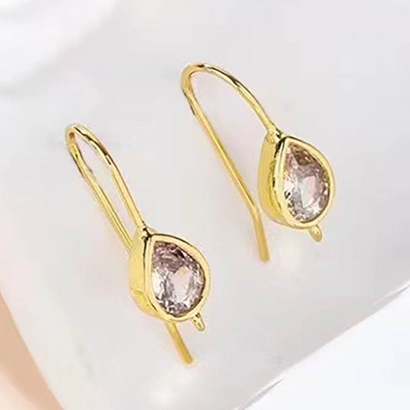 Minimalist Water Drop Zircon Hook Earrings - Elegant Copper Design - Buy Center