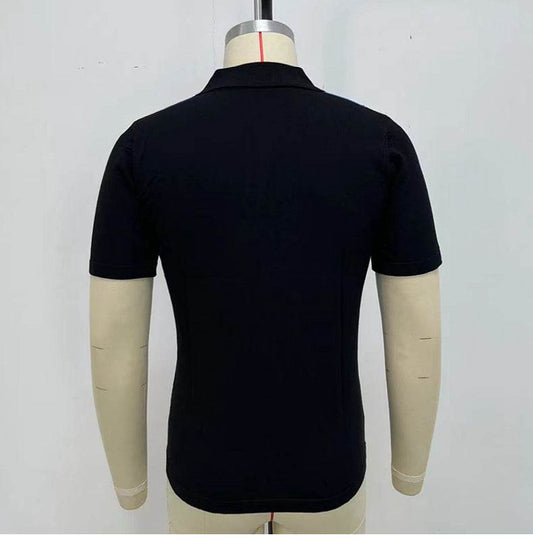 Men's White Striped Slim-fit Sweater - Stylish Tencel Short Sleeves 2025 - Buy Center