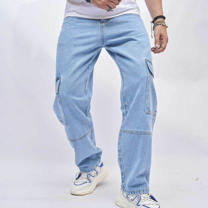 Men's Loose American Style Jeans - Mid Waist, Elastic Cotton Trousers - Buy Center