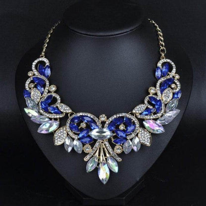Elegant Diamond Alloy Flower Necklace - Korean Inspired for Women - Buy Center