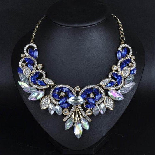 Elegant Diamond Alloy Flower Necklace - Korean Inspired for Women - Buy Center