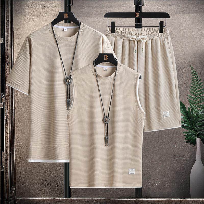 Buycenter Men's Summer Sports Suit - Short Sleeve Top & Shorts Set - Buy Center