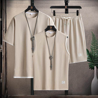 Buycenter Men's Summer Sports Suit - Short Sleeve Top & Shorts Set - Buy Center