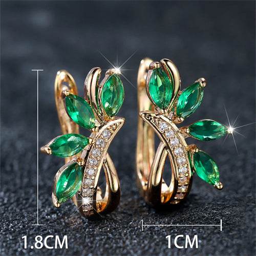 Elegant Water Drop Flower Earrings - Green Zircon Copper Jewelry - Buy Center