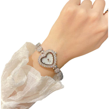 Buycenter Women's Casual Heart-Shaped Diamond Fishbone Watch - Quartz Movement - Buy Center
