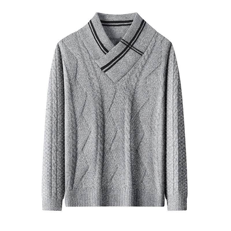 Buycenter Men's Thickened V-Neck Woolen Sweater - Warm Winter Pullover - Buy Center