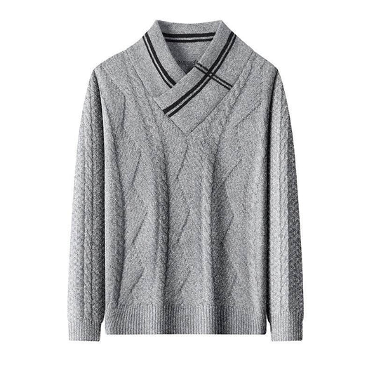 Buycenter Men's Thickened V-Neck Woolen Sweater - Warm Winter Pullover - Buy Center