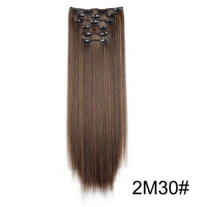 Durable Long Straight Wig Extensions Set - 6-Piece Human Hair Collection - Buy Center