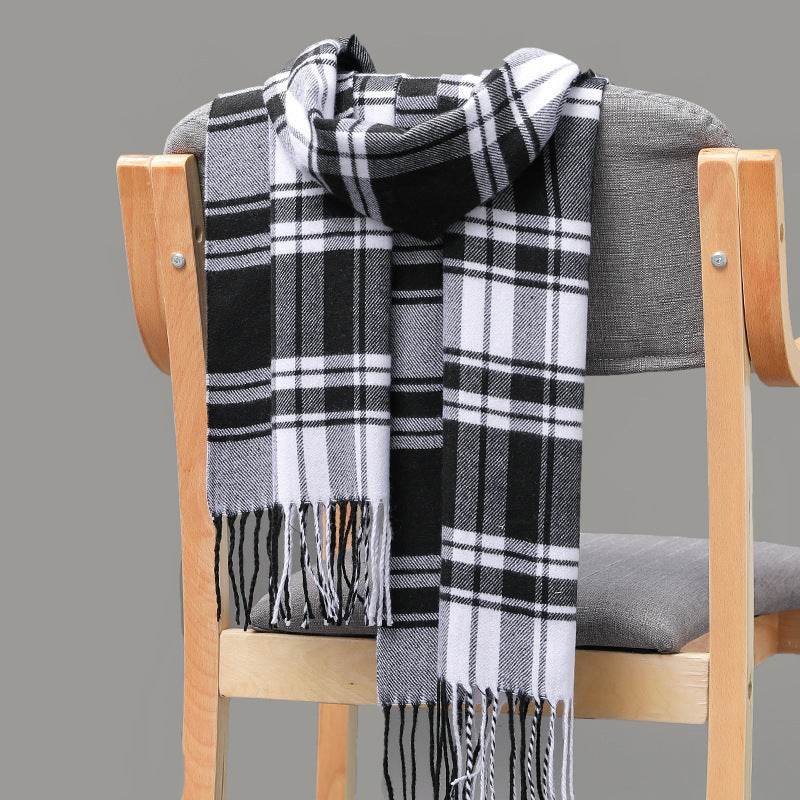 British Plaid Cashmere Scarf - Stylish Tassels, Perfect for Couples & Families - Buy Center