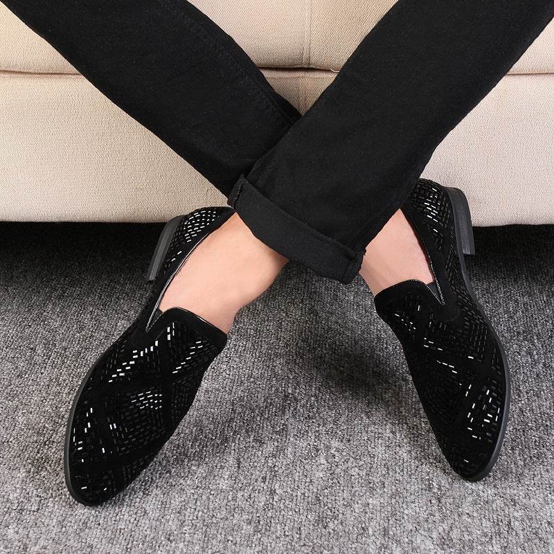 Men's Black Paillette Casual Shoes - Stylish Pointed Toe Design 2025 - Buy Center