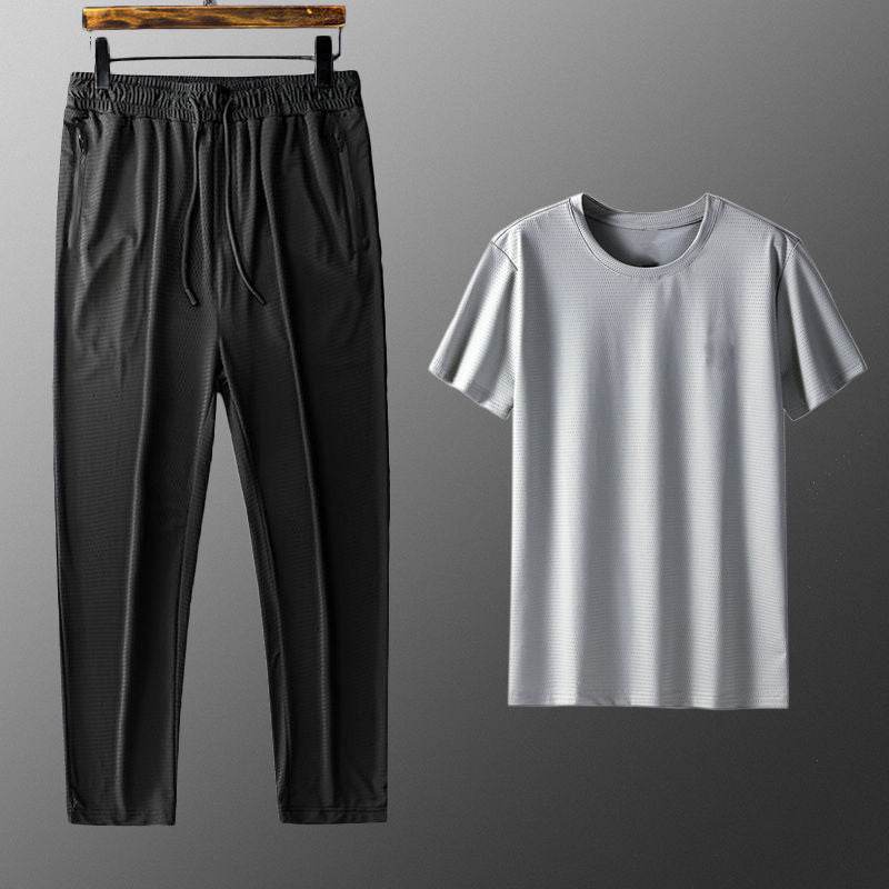 Ice Silk Short Sleeve Suit for Men - Stylish Leisurewear in Multiple Colors - Buy Center