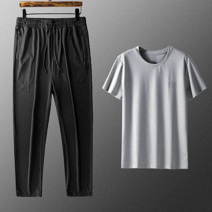 Ice Silk Short Sleeve Suit for Men - Stylish Leisurewear in Multiple Colors - Buy Center