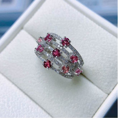 Buycenter 925 Silver Garnet Ring - Elegant Korean Style Jewelry for Women - Buy Center