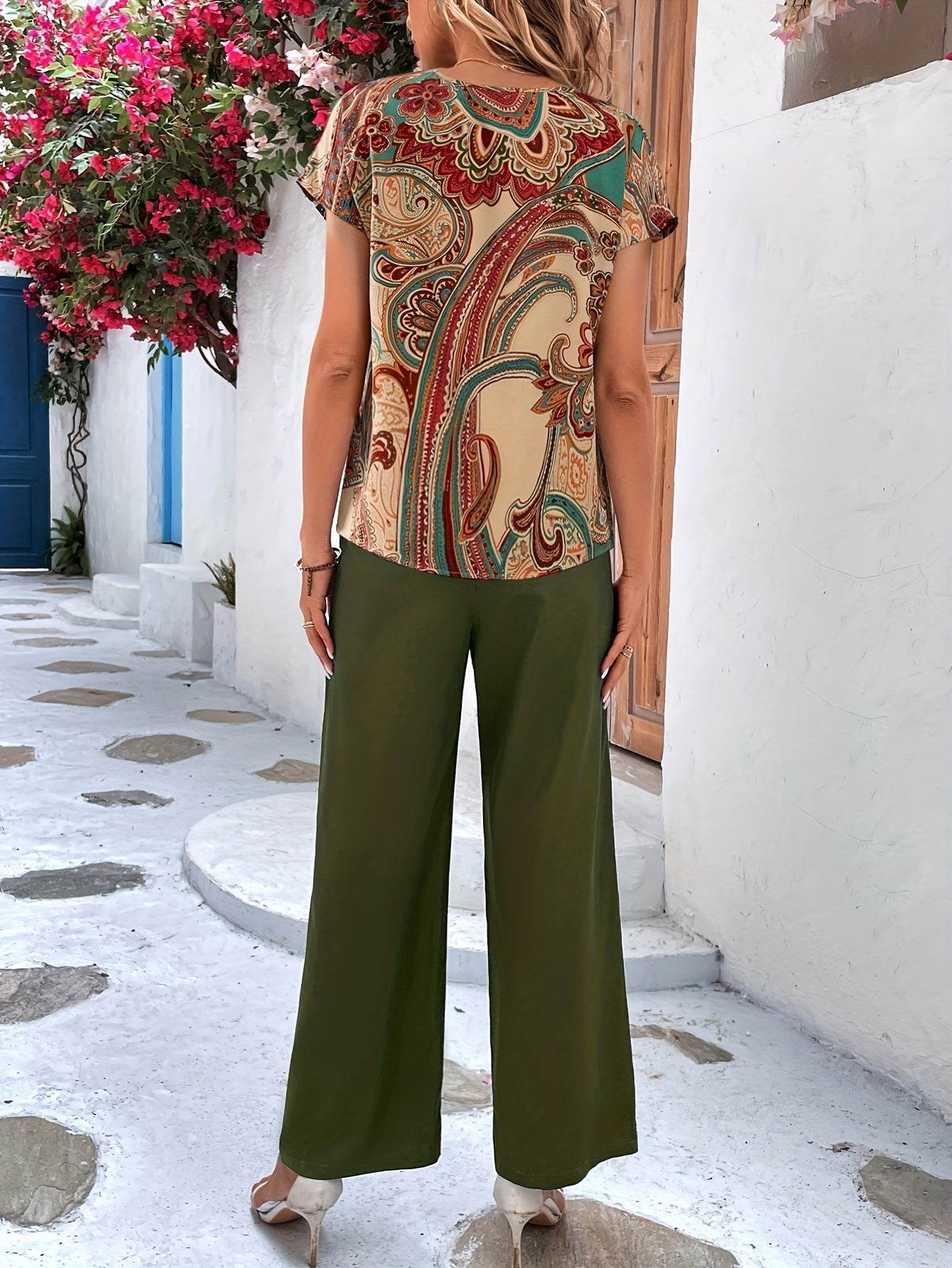 Elegant Floral Women’s Pantsuit - Casual Summer Outfit 196 - Buy Center