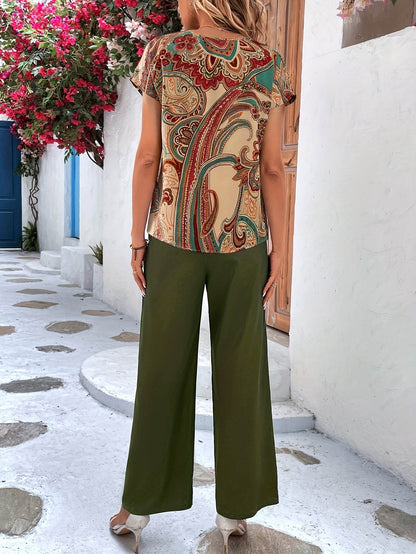Elegant Floral Women’s Pantsuit - Casual Summer Outfit 196 - Buy Center