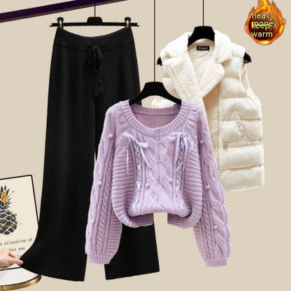Women's Three-Piece Sweater Vest & Pants Suit - Cozy Urban Style 2025 - Buy Center
