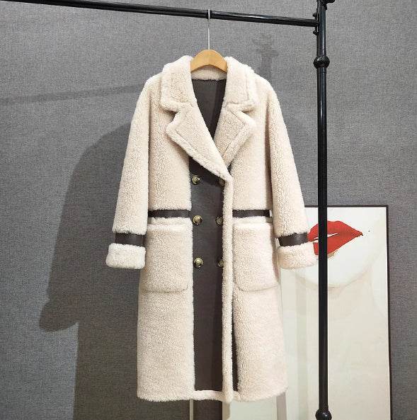 Double Breasted Lamb Fur Coat - Stylish Wool Blend for Commuting 2025 - Buy Center