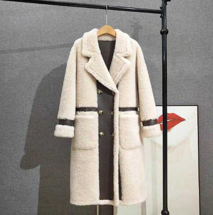 Double Breasted Lamb Fur Coat - Stylish Wool Blend for Commuting 2025 - Buy Center