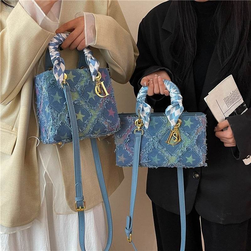 Women's Korean-Style Denim Handbag - Chic Crossbody Tote for Every Outfit - Buy Center
