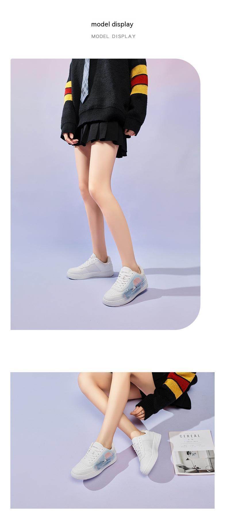 Buycenter Ancient Style White Crane Vulcanize Shoes - Cute Sky Blue Laces - Buy Center