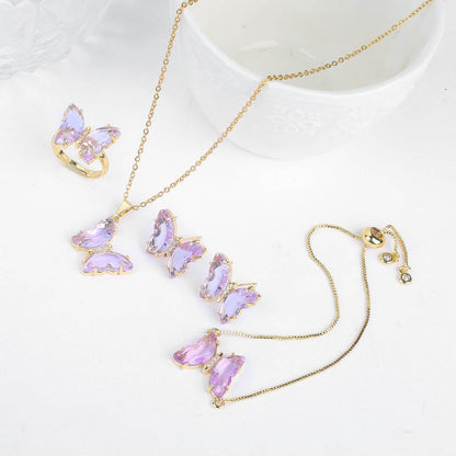 Buycenter Lucky Crystal Butterfly Jewelry Set - Necklace, Earrings & More - Buy Center