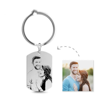 Personalized S925 Sterling Silver Keychain - Custom Photo Pendant Gift - Buy Center